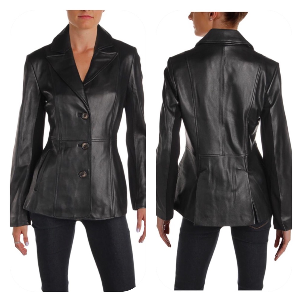 JONES NY WOMENS FALL LIGHTWEIGHT LEATHER COAT - Picture 2 of 16
